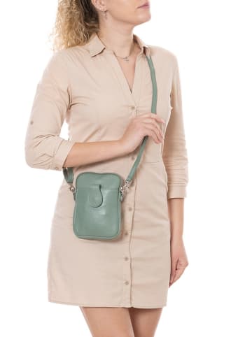 Lia Biassoni Leder-Handytasche "Paglia" in Mint - (B)15 x (H)20 x (T)1 cm