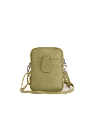 Lia Biassoni Leder-Handytasche "Paglia" in Olive - (B)15 x (H)20 x (T)1 cm