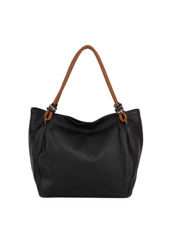 Lia Biassoni Skórzana torebka "Merula" w kolorze czarnym - 32 x 28 x 14 cm