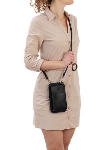 Lia Biassoni Leder-Handytasche "Cerca" in Schwarz - (B)11 x (H)19 x (T)4 cm