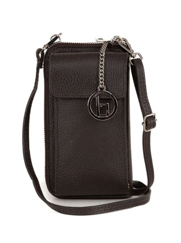 Lia Biassoni Skórzana torebka "Cerca" w kolorze ciemnobrązowym na telefon - 11 x 19 x 4 cm