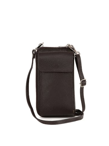 Lia Biassoni Leder-Handytasche "Cerca" in Dunkelbraun - (B)11 x (H)19 x (T)4 cm