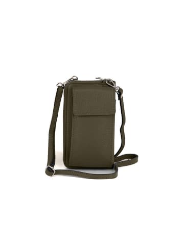 Lia Biassoni Leder-Handytasche "Cerca" in Olive - (B)11 x (H)19 x (T)4 cm