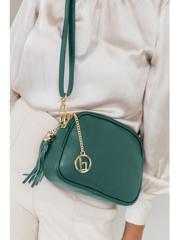 Lia Biassoni Skórzana torebka "Flumendosa" w kolorze zielonym - 23 x 17 x 7 cm