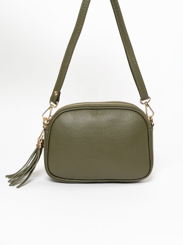 Lia Biassoni Leder-Umhängetasche "Flumendosa" in Olive - (B)23 x (H)17 x (T)7 cm