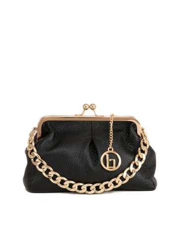 Lia Biassoni Leder-Clutch "Ciane" in Schwarz - (B)24 x (H)16 x (T)8 cm