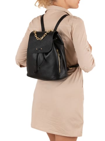 Lia Biassoni Leren rugzak "Imera" zwart - (B)30 x (H)32 x (D)13 cm