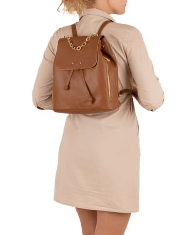 Lia Biassoni Leder-Rucksack "Imera" in Hellbraun - (B)30 x (H)32 x (T)13 cm