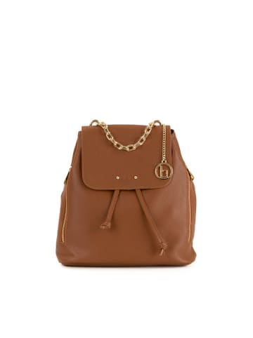 Lia Biassoni Leder-Rucksack "Imera" in Hellbraun - (B)30 x (H)32 x (T)13 cm