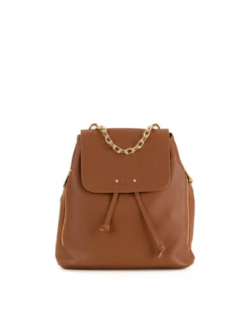 Lia Biassoni Leder-Rucksack "Imera" in Hellbraun - (B)30 x (H)32 x (T)13 cm