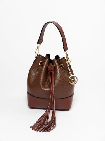 Lia Biassoni Leder-Henkeltasche "Torbido" in Braun- (B)19 x (H)22 x (T)12 cm