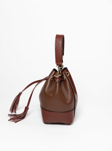 Lia Biassoni Skórzana torebka "Torbido" w kolorze brązowym - 19 x 22 x 12 cm