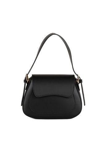 Lia Biassoni Leder-Schultertasche "Tafone" in Schwarz - (B)24 x (H)19 x (T)9 cm