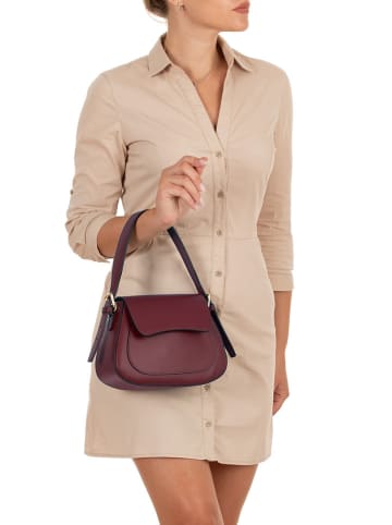 Lia Biassoni Skórzana torebka "Tafone" w kolorze bordowym - 24 x 19 x 9 cm