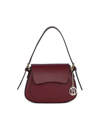 Lia Biassoni Skórzana torebka "Tafone" w kolorze bordowym - 24 x 19 x 9 cm