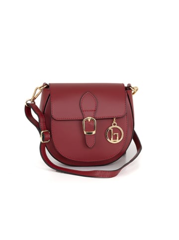 Lia Biassoni Skórzana torebka "Accesa" w kolorze bordowym - 24 x 18 x 12 cm