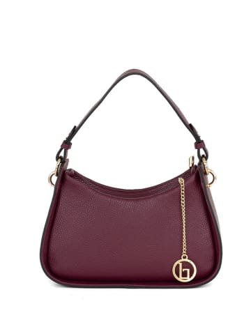 Lia Biassoni Skórzana torebka "Barbellino" w kolorze fioletowym - 27,5 x 14 x 8 cm