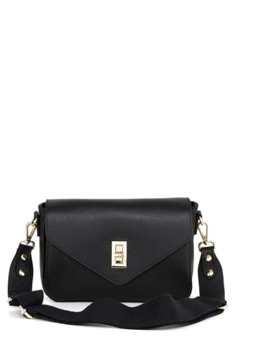 Lia Biassoni Leder-Umhängetasche "Bordaglia" in Schwarz - (B)22 x (H)16 x (T)7 cm