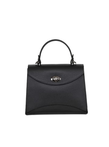 Lia Biassoni Leder-Henkeltasche "Arera" in Schwarz - (B)29 x (H)23 x (T)13 cm