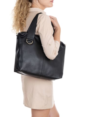 Lia Biassoni Skórzany shopper bag "Calabritto" w kolorze czarnym - 37 x 29 x 12 cm