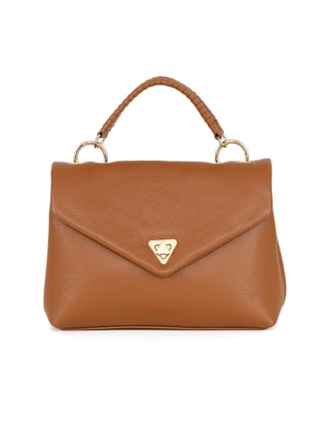 Lia Biassoni Skórzana torebka "Valsesia" w kolorze jasnobrązowym - 26 x 23 x 8 cm