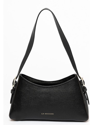 Lia Biassoni Skórzana torebka "Carlone" w kolorze czarnym - 31 x 14 x 10 cm