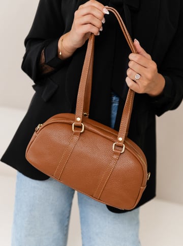 Lia Biassoni Skórzana torebka "Cavalese" w kolorze karmelowym - 28 x 15 x 8 cm