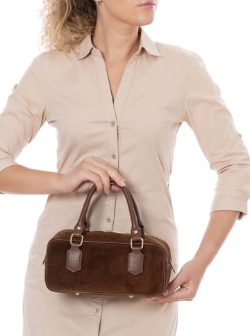 Lia Biassoni Skórzana torebka "Suede" w kolorze brązowym - 27 x 14 x 12 cm