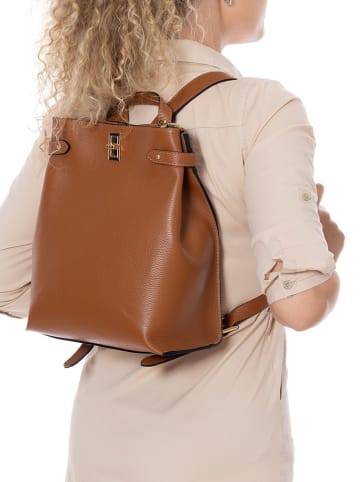 Lia Biassoni Skórzany plecak "Dollaro" w kolorze karmelowym - 26 x 29 x 16 cm