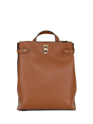 Lia Biassoni Skórzany plecak "Dollaro" w kolorze karmelowym - 26 x 29 x 16 cm