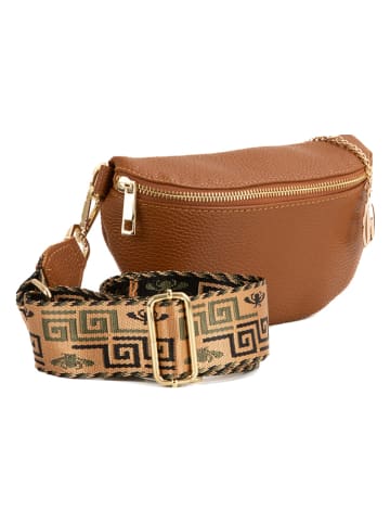 Lia Biassoni Skórzana torebka "Irpino" w kolorze jasnobrązowym - 23 x 12 x 2 cm