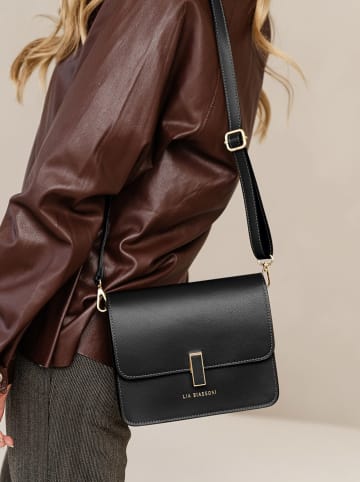 Lia Biassoni Skórzana torebka "Disueri" w kolorze czarnym - 22 x 19 x 7 cm