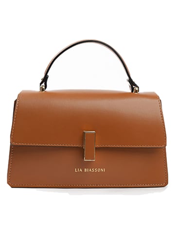 Lia Biassoni Skórzana torebka w kolorze jasnobrązowym - 25 x 16 x 7 cm