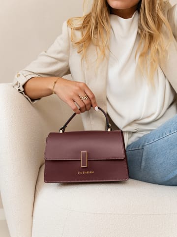 Lia Biassoni Leder-Henkeltasche "Fegana" in Bordeaux - (B)20 x (H)14 x (T)8 cm