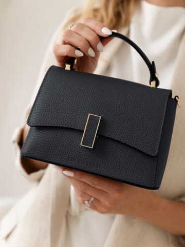 Lia Biassoni Leder-Henkeltasche "Fegana" in Schwarz - (B)20 x (H)14 x (T)8 cm