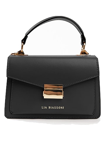 Lia Biassoni Leder-Henkeltasche in Schwarz - (B)20 x (H)14 x (T)7 cm