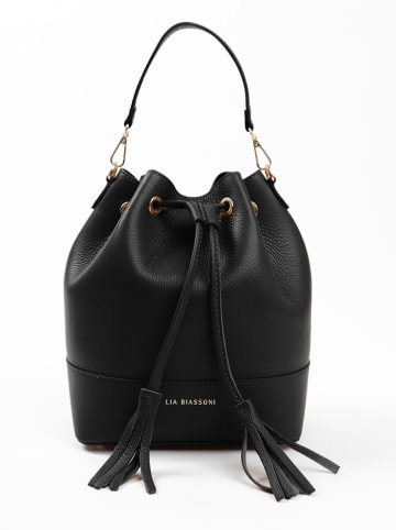 Lia Biassoni Leder-Henkeltasche "Ancinale" in Schwarz - (B)25 x (H)27 x (T)17 cm