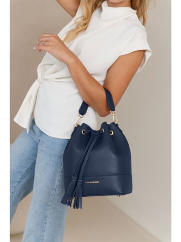 Lia Biassoni Skórzana torebka "Ancinale" w kolorze granatowym - 25 x 27 x 17 cm