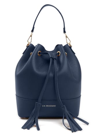 Lia Biassoni Leren handtas "Ancinale" donkerblauw - (B)25 x (H)27 x (D)17 cm