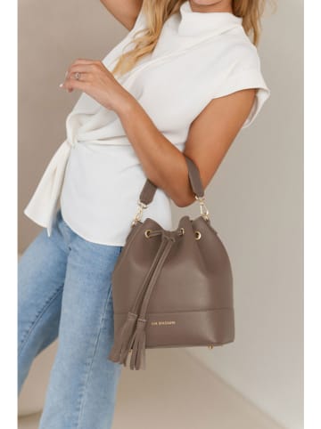 Lia Biassoni Skórzana torebka "Ancinale" w kolorze szarobrązowym - 25 x 27 x 17 cm