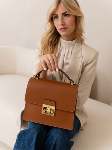 Lia Biassoni Leder-Henkeltasche in Hellbraun - (B)27 x (H)24 x (T)8 cm