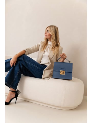 Lia Biassoni Leren handtas "Melacce" donkerblauw - (B)27 x (H)24 x (D)8 cm