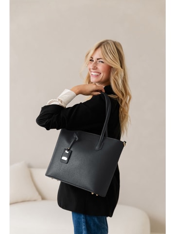 Lia Biassoni Leder-Schultertasche in Schwarz - (B)34 x (H)29 x (T)12 cm