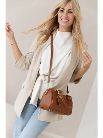 Lia Biassoni Leder-Henkeltasche in Hellbraun - (B)22 x (H)17 x (T)13 cm
