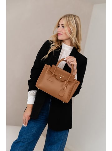 Lia Biassoni Leder-Henkeltasche in Hellbraun - (B)30 x (H)23 x (T)11 cm