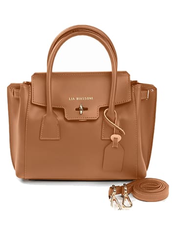 Lia Biassoni Leder-Henkeltasche in Hellbraun - (B)30 x (H)23 x (T)11 cm