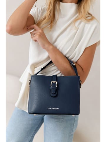 Lia Biassoni Leren handtas donkerblauw - (B)25 x (H)20 x (D)12 cm