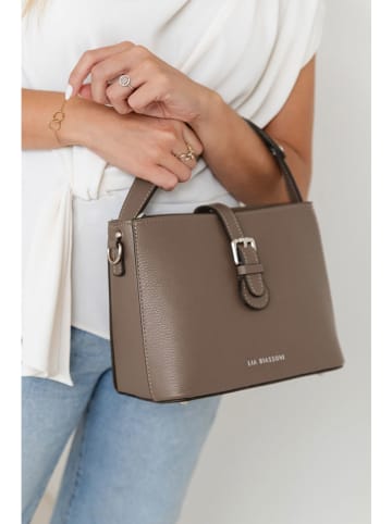 Lia Biassoni Leder-Henkeltasche in Taupe - (B)25 x (H)20 x (T)12 cm
