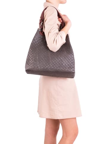 Lia Biassoni Leder-Schultertasche in Grau - (B)34 x (H)29 x (T)21 cm
