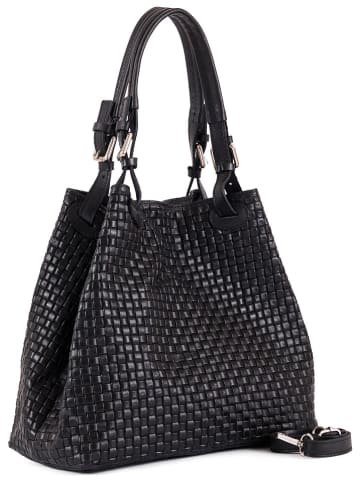 Lia Biassoni Skórzana torebka "Basentello" w kolorze czarnym - 34 x 29 x 21 cm